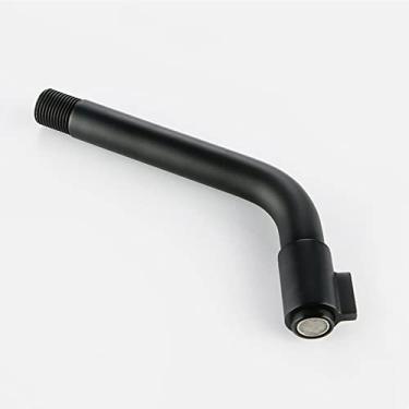 Imagem de Torneira de água fria preta fosca apenas torneira redonda montada na parede para banheiro, cozinha, preta