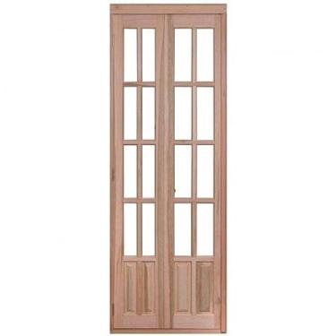 Imagem de Portas Camarão para Vidros Quadriculados com Almofadas Sanfona à Esquerda Rondosul Natural