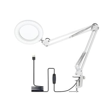 Imagem de Luminária Led Lupa De Mesa Bancada Articulável Bivolt Branca