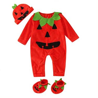 Imagem de Macacão infantil com franjas para meninos e meninas Halloween manga comprida cosplay de 4 meses bebê (laranja, 9 a 12 meses)