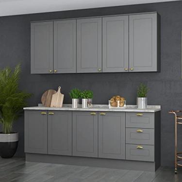 Imagem de Cozinha Compacta 4 Peças Emily Espresso Móveis Cinza/nature