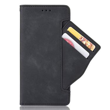 Imagem de HZSANXIN Compatível com Motorola S30 Pro 5G capa flip ultra fina couro bumper carteira retrô com função de suporte pacote de cartão independente (preto)