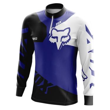 Imagem de Camiseta Personalizada Motocross (29)- Motocross, Textura Azul, Branco, Preto e Formas