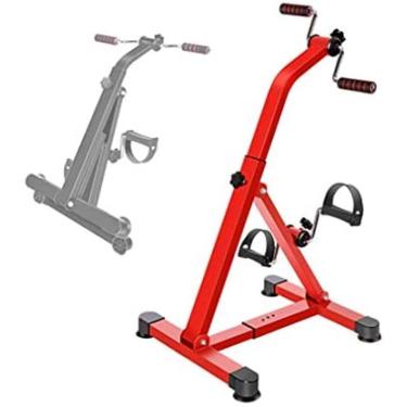 Imagem de Bicicleta de reabilitação, resistência ajustável, home office, mini pedal bicicleta superior e inferior, pedal portátil, exercitador de braço e perna para idosos e idosos, vermelho
