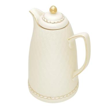 Imagem de WOLFF Garrafa Térmica de Porcelana Renda Creme 900ml - Utensílios de Cozinha - Mesa Posta - Decoração - Itens Para Casa-Perfeita Para Café e Chá-Mantém a Temperatura de Bebidas Quentes e Geladas