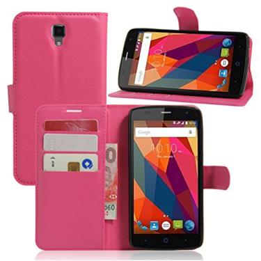 Imagem de Manyip Capa ZTE L5 Plus, capa de telefone de couro, protetor de ecrã de Slim Case estilo carteira com ranhuras para cartões, suporte dobrável, fecho magnético