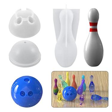 Imagem de Voyyphixa Molde de resina de silicone para bola esportiva 3D, pino de boliche com molde de bola, molde hemisfério faça você mesmo, brinquedos de jogos de boliche, ferramentas esportivas familiares,