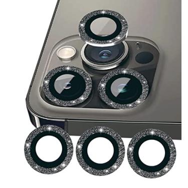 Imagem de Compatível com iPhone 14 Pro Max protetor de lente de câmera Bling, Apple iPhone 14 Pro/14 Pro Max capa de câmera brilhante com glitter (15,5 e 6,7 polegadas), acessórios de proteção de vidro transparente para lentes traseiras, (preto)