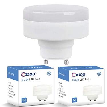 Imagem de Lâmpada de disco LED CRIOO GU24, 9W (equivalente a 60w CFL), 2700K, 800LM, listado pela UL, 2 garras para armário de cozinha em casa, lâmpada de agachamento espiral de baixo perfil espiral de bloqueio giratório mini (pacote com 2)