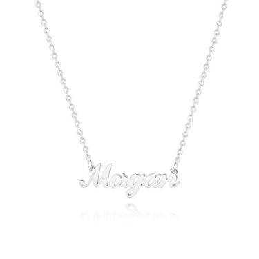 Imagem de Hidepoo Colar com nome personalizado – Colar com pingente de nome de aço inoxidável, corrente delicada com nome de letra, joias personalizadas, presentes para mulheres, Metal