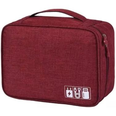 Imagem de Bolsa de Transporte Multifuncional Saco de Armazenamento de Produtos Eletrônicos Bolsa de Armazenamento de Acessórios Eletrônicos de Viagem (Marsala)