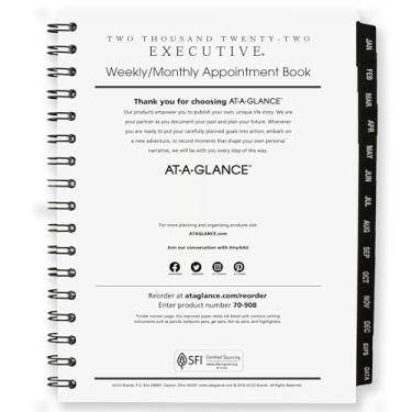 Imagem de AT-A-GLANCE Recarga de agenda de compromissos semanal e mensal 2022 para 70-545 da AT-A-GLANCE, 16,5 cm x 21,5 cm, executivo (7090810)