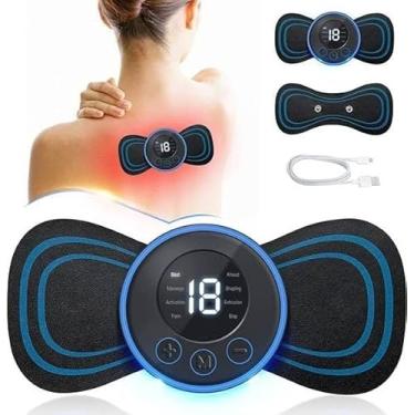 Imagem de Mini Massageador Elétrico Portátil Aparelho Massageador Elétrico Recarregável Portátil p/Dor muscular pescoço pernas coluna lombar sem fio usb fisioterapia tens relaxamento corporal