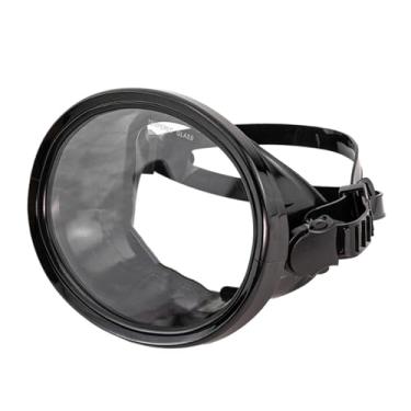 Imagem de UGPLM Máscara de mergulho de lente única formato oval antiembaçante visão ampla lente de vidro temperado máscara de mergulho com snorkel óculos de natação
