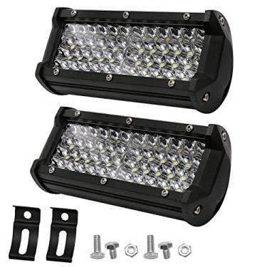 Imagem de Saihisday 1 par de luzes de trabalho de 18 cm 144 W, cápsulas de farol de neblina com kits de suporte de montagem adequadas para caminhões, UTVs, ATVs, barcos