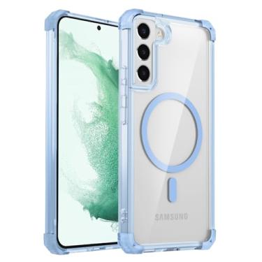 Imagem de Capa protetora à prova de choque Compatible with Samsung Galaxy S22 Magnetic Case Crystal Clear,[Not Yellowing][Raised Camera Frame] Shockproof Slim Megnetic Phone Bumper Cover for Samsung Galaxy S22(