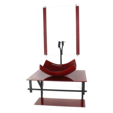 Imagem de Gabinete Vidro Banheiro 60Cm Ap Cuba Retangular Curvada - Cubas E Gabi