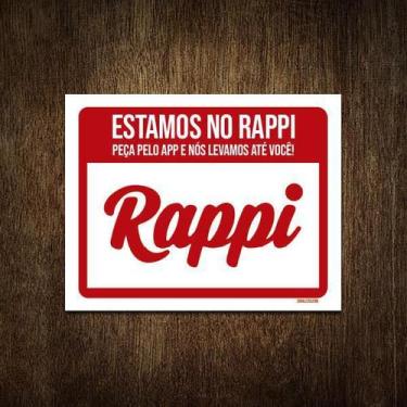 Imagem de Placa Restaurante Lanchonete Estamos No Rappi 36X46 - Sinalizo.Com