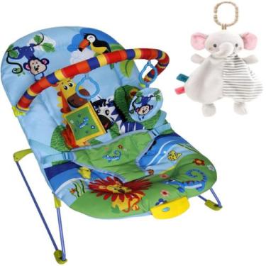 Imagem de Cadeira de Descanso Bebê Vibratória Azul + Naninha Pelúcia - Color Bab