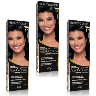 Imagem de Beauty Color Tintura 1.0 PRETO ONIX 45gr (03 Unidades) Cores Normais -