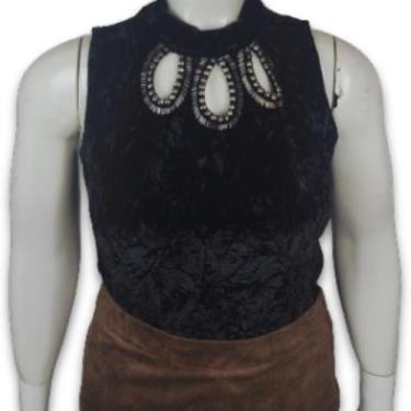 Imagem de Regata Feminina Veludo Molhado Bordado Decote Plus Size - Amoplus, Pre