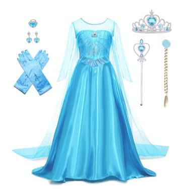 Imagem de AHLPO Elsa Dress for Girls Princess Dress Up Halloween Cosplay Elsa Costume Fancy Dress Birthday Outfit with Accessories