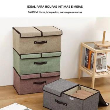 Imagem de Caixa Organizadora Dobrável em Tecido Reforçado Com Divisória (F027) -