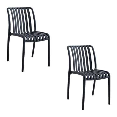 Imagem de Kit 2 Cadeiras Monoblocos área Externa Ipanema Com Proteção Uv Preta G56 - Gran Belo