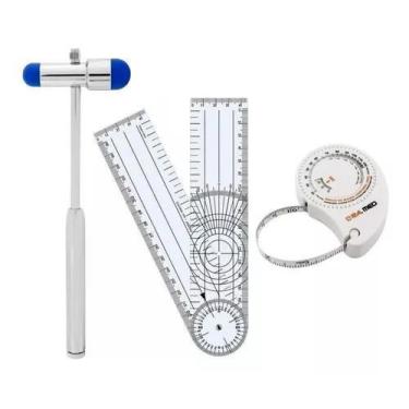 Imagem de Kit Martelo Reflexo Buck Azul + Goniômetro + Fita Antropométrica - BIC