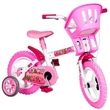 Imagem de Bicicleta Infantil Princesinha Aro 12 Branca com Rosa Kids
