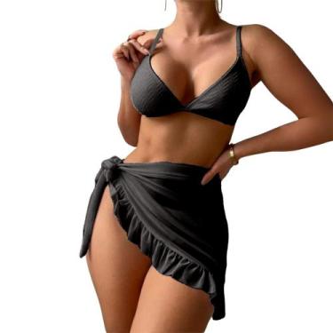 Imagem de Kit Saída Pareô Curta Praia Envelope Babado Biquini Asadelta - Rv Moda