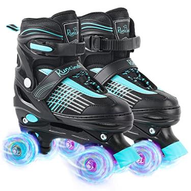 Imagem de Patins ajustáveis para meninas e mulheres com rodas iluminadas, patins infantis para iniciantes em ambientes internos e externos