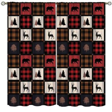 Imagem de Cortinas Ycness Cabin Retro Rustic Lodge Blackout 160x160cm