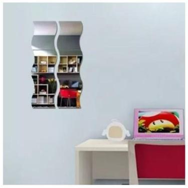 Imagem de Espelhos Decoração Curvas Retângulo Sala Quarto 4 Peças - AGV Criações
