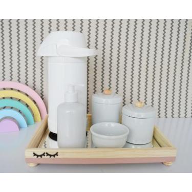 Imagem de Kit Higiene Bebê Porcelana Cílios Bandeja Pinus Térmica K025 - Ciranda