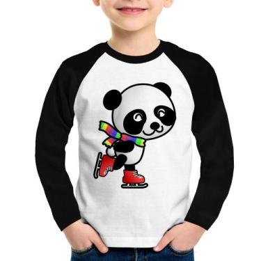Imagem de Camiseta Raglan Infantil Panda de Patins Manga Longa - Foca na Moda, B