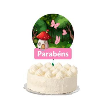 Imagem de Topo de Bolo Jardim Encantado Personalizado - Folia de Cores