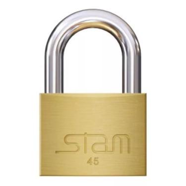 Imagem de Cadeado Chave Latão Maciço Stam 45mm Não Enferruja Resistente Robusto 