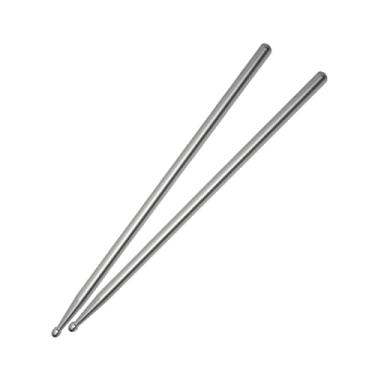 Imagem de menolana 2 peças baquetas de metal baquetas profissionais clássicas pesadas baquetas de tambor martelo para crianças iniciantes adultos exercício, Prata