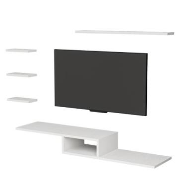 Imagem de Rack Suspenso 4 Prateleiras Mdf Nichos Organizador Branco - Bazar dos 