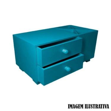 Imagem de Caixa para Pincel com Duas Gavetas 32,5x13x15,5 Mdf Madeira Pintado - 