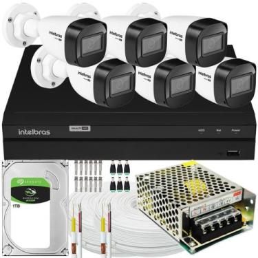 Imagem de Kit Cftv Intelbras 6 Câmeras 1120b Dvr Mhdx 1208 1TB 100 metros cabo