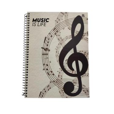 Imagem de Caderno de Musica Grande 80 Folhas Pentagrama Capa Dura Music Is Life 