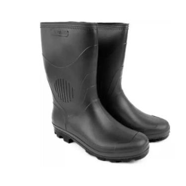 Imagem de Bota Botina Grendene Preta  Impermeável Plástico Limpeza Faxina Jardim