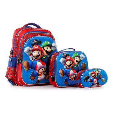 Imagem de Kit Mochila Escolar Infantil Super Mario Bros Volta Aulas - Shop Alter