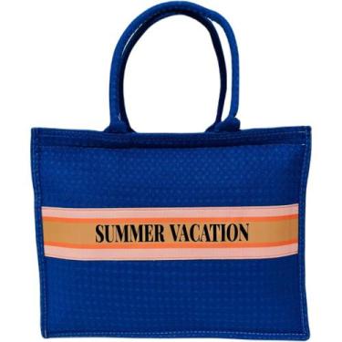 Imagem de Bolsa Tote Feminina Azul Verão Praia Férias Casual Viagem - Lis