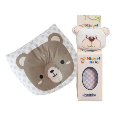 Imagem de Kit de Dormir Naninha Pelúcia + Travesseiro Anatômico Baby Zoo 2 Pçs S