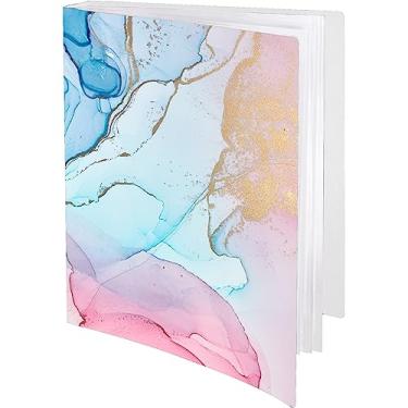 Imagem de GABraden Fichário com mangas de plástico 30 bolsos para apresentação de livros 8,5 x 11 exibição 60 páginas, pasta portfólio com protetores de folha de 21 x 28 cm para documentos, pasta de música, arte (mármore rosa)