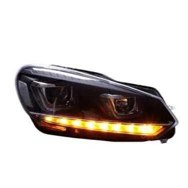 Imagem de Estilo de carro compatível com farol VW Golf 6 2009-2012 sinal dinâmico LED DRL Hid Head Lamp Angel Eye Bi Xenon Beam Acessórios(Led low beam)