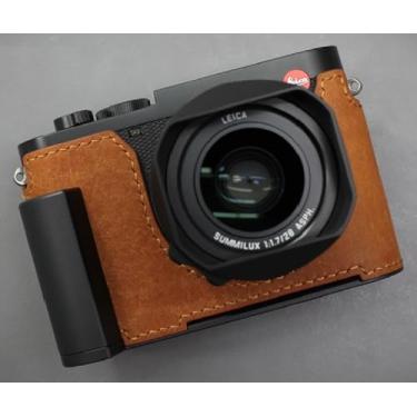 Imagem de Meia-capa para câmera de couro italiano legítimo LIM'S Placa de cauda de andorinha feita à mão para Leica Q3 Q3 43 [marrom conhaque]